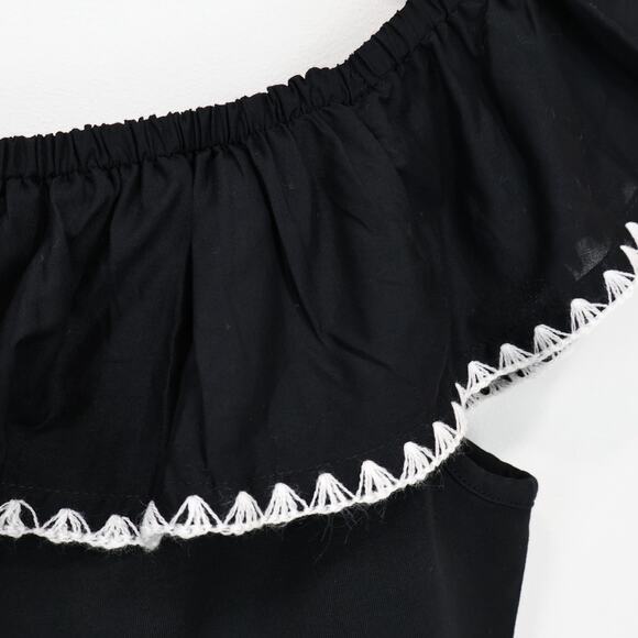 J.Crew Factory Contrast Blanket Stitch Off The Shoulder Top Cotton Size M NWT - Picture 6 of 8